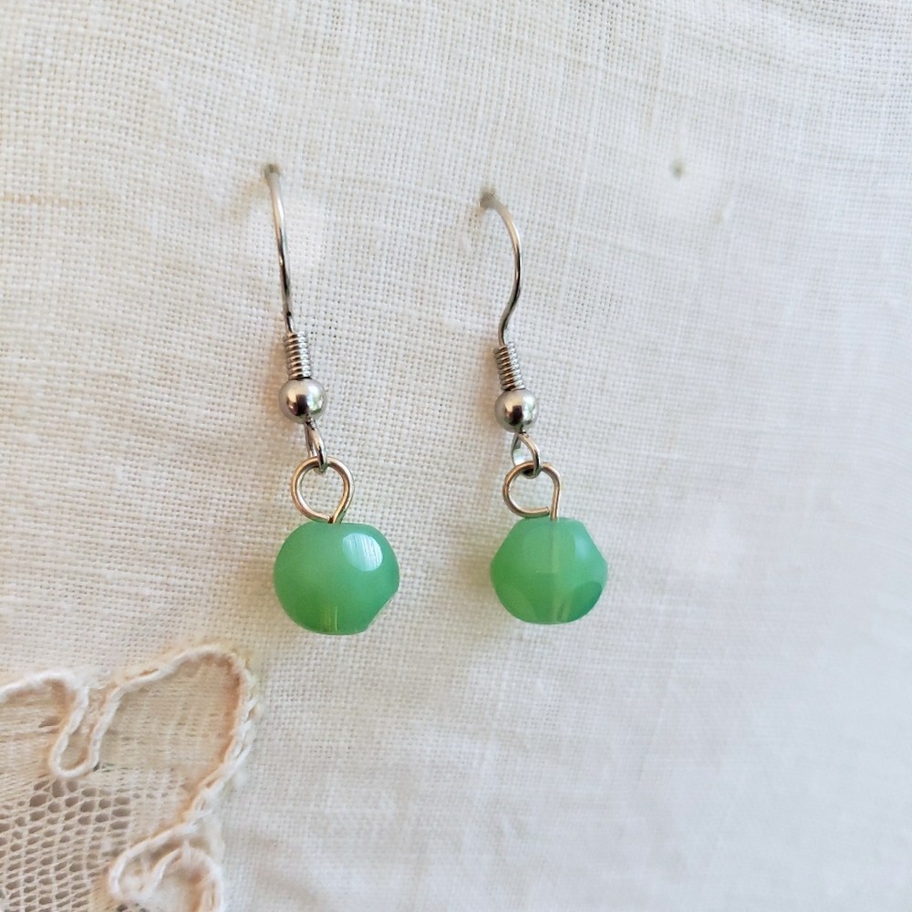 Mint Green Earrings, Minimalist, Small Earrings